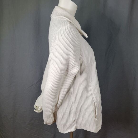 Croft & Barrow Ivory Quilted Full Zipper Front Sweater Jacket - Picture 4 of 10